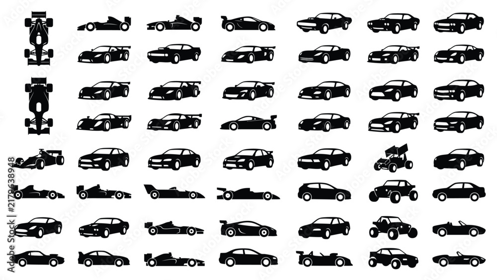 Obraz premium Sports and Racing Cars Silhouette Vector Set
