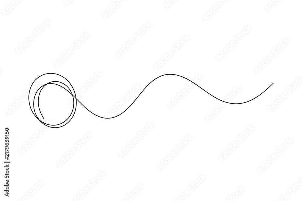 Obraz premium Abstract line continuous one line art depicting a tangled loop and wave curve, featuring an editable stroke.