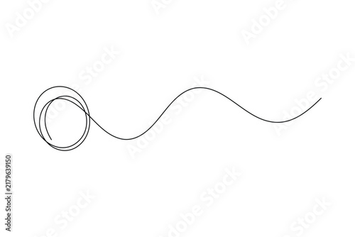 Abstract line continuous one line art depicting a tangled loop and wave curve, featuring an editable stroke.