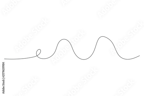Continuous one line art depicting double peaks and a loop, featuring editable stroke.