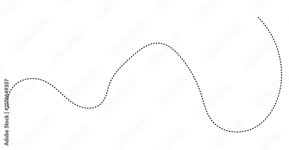 Fototapeta premium Dashed Wavy Line Loop Path, Dotted Flight Trail and Decorative Divider Vector