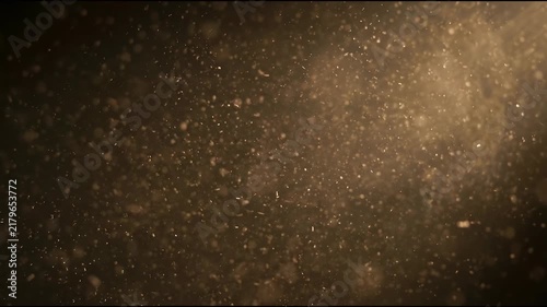 Microscopic Airborne Particles in Bronze Void with Spotlight for Cinematic Dust Effects