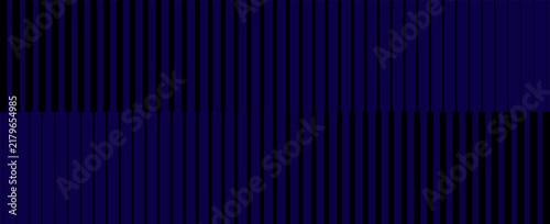Dark blue and black vertical lines geometric background. Abstract split halftones optical illusion stripe pattern banner template.
