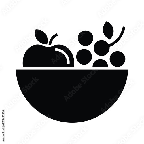 Fruit bowl icon silhouette logo vector illustration