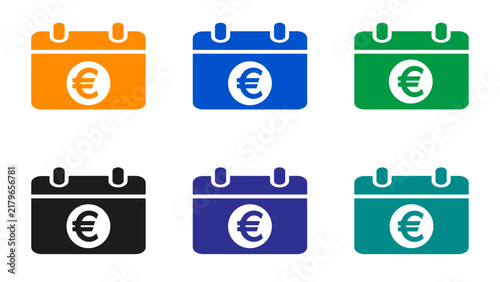 Euro Currency Calendar Icon Set