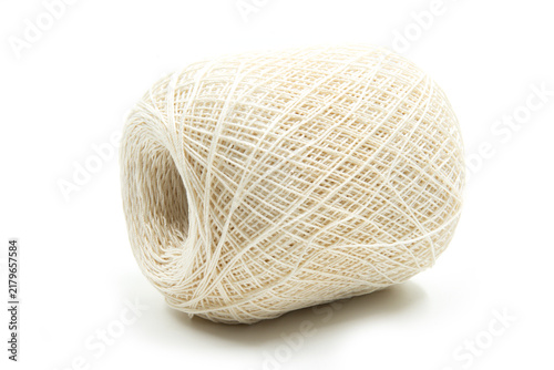 Yarn for crocheting and hook isolated on white background