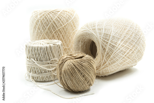 Yarn Set for crocheting and hook isolated on white background