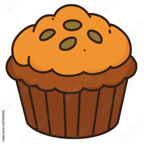 Handdrawn Pumpkin Muffin Illustration
