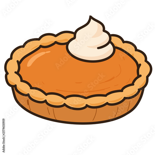 Cartoon Illustration of Pumpkin Pie