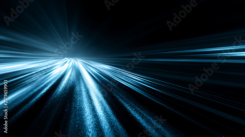 Abstract blue light motion background with high speed blur effect for technology concepts.