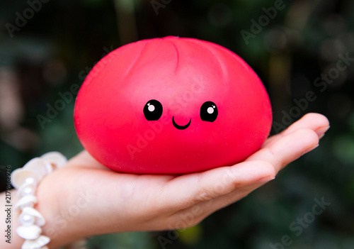 red stress relief toy for sensory relaxation. Anti-stress rubber red khinkali
