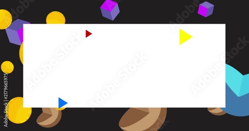 Geometrical graphic retro theme background animation with place for text. Minimal geometric elements frame video. Vintage abstract shapes for advertising.