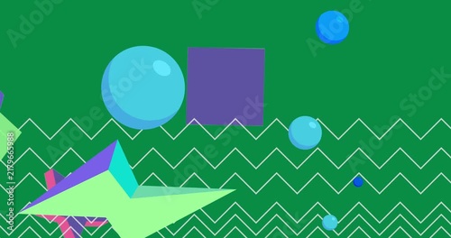 Geometrical graphic retro theme background animation with place for text. Minimal geometric elements frame video. Vintage abstract shapes for advertising.
