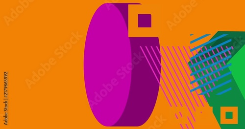 Geometrical graphic retro theme background animation with place for text. Minimal geometric elements frame video. Vintage abstract shapes for advertising.