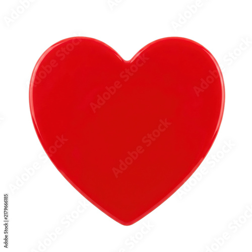Cuadro en lienzo A bright red heart shape on a clean white background, symbolizing love