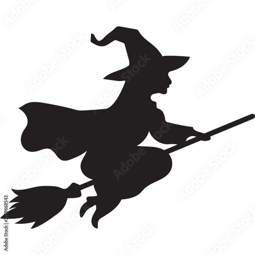 Halloween Witch Flying Broomstick Silhouette