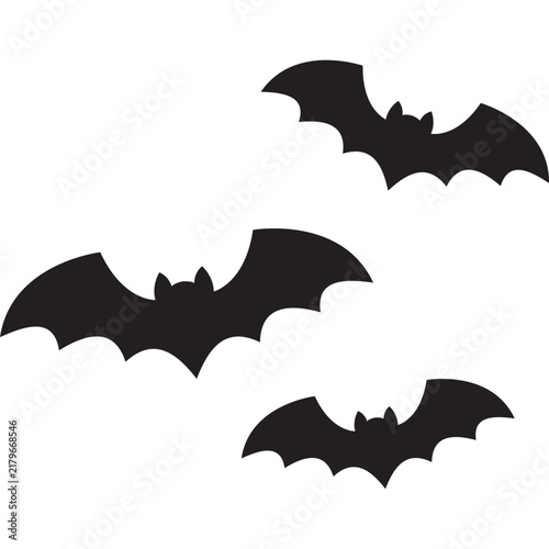 Black Flying Bat Silhouettes Halloween