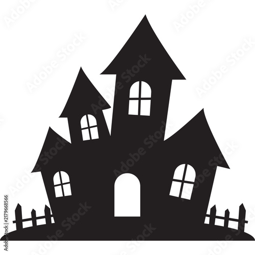 Spooky Halloween haunted house silhouette