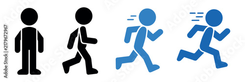 Obraz na płótnie runner motion sequence stick figure icons from still to sprint