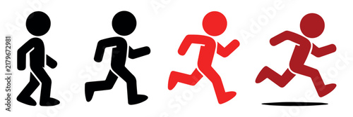 Foto runner activity stages vector set standing walking jogging running