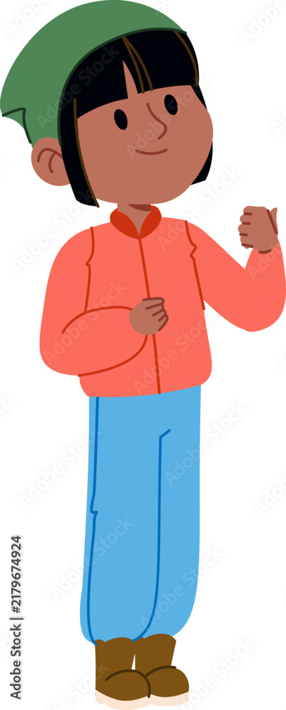 Fototapeta premium Kid Giving Thumbs Up Cartoon