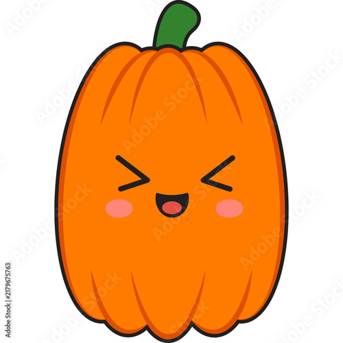 Cute Kawaii Pumpkin Vector Illustration