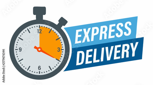 Foto Express delivery service concept with stopwatch and text illustration