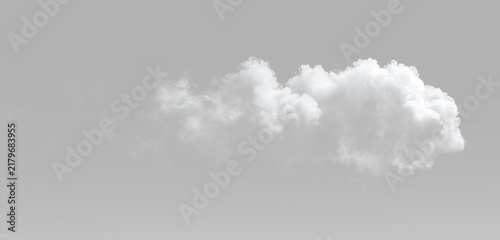 Quadro su tela smoke cloud with dense white and gray billowing sections isolated on black, real