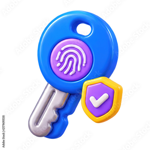 Secure access concept with fingerprint and shield on a key