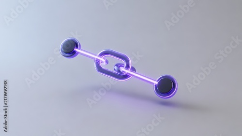 Obraz na płótnie Purple chain link connecting two round nodes
