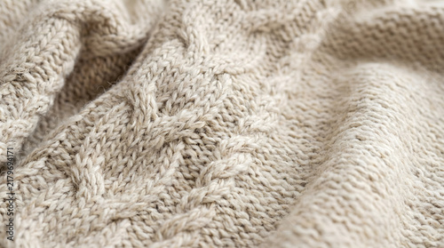 Cozy knitted blanket texture in warm cream and oat tones with soft autumn appeal.