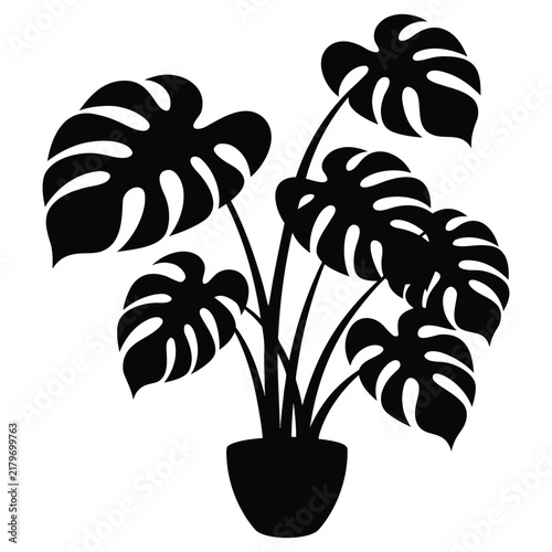 Monstered Delicious Plant Vector Silhouette in Pot