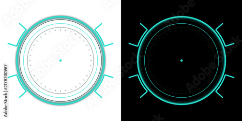 Turquoise Sci-Fi HUD Circular Frame - Futuristic Digital Technology Ring