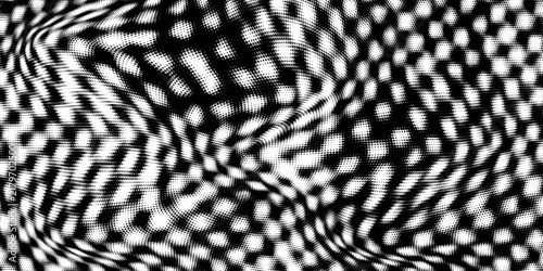 Abstract Black And White Moire Pattern Noise Glitch Texture With Optical Distortion And Static