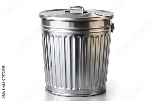 Grimy Household Trash Can in an Isolated Studio Setting on white
