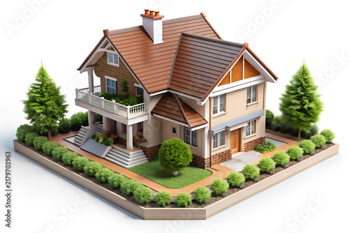 Elegant Digital Home Model Presented on a Plain White Surface

