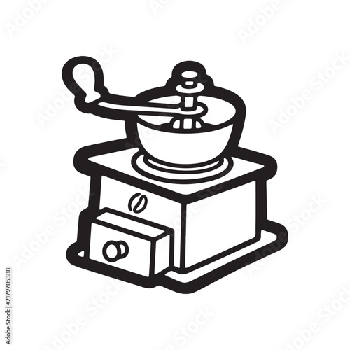 Vintage Manual Vegetable Salad Spinner Kitchen Tool Outline Vector Illustration Isolated White Background. 