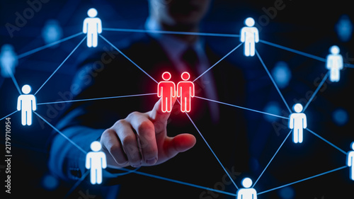 Businessperson Selects Key Individual In Professional Network System