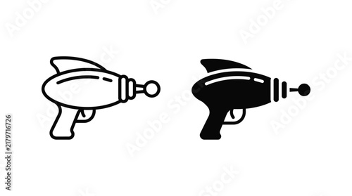 Obraz na płótnie Raygun vector icon set in outline and solid style