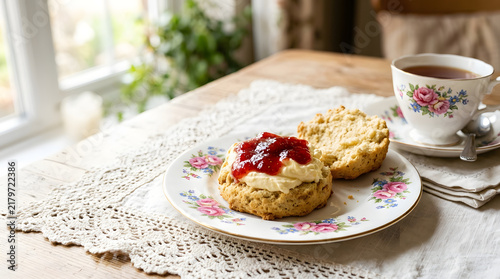 British Scone with Clotted Cream and Jam