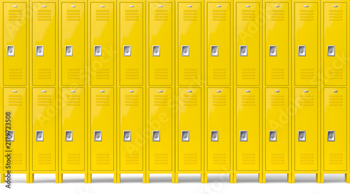 Cuadro en lienzo Yellow school gym lockers 3d