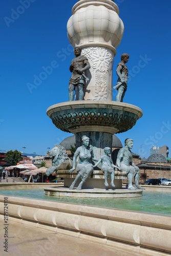 Принти на полотні Fountain of the Mothers of Macedonia with bronze sculptures in the historic center of Skopje