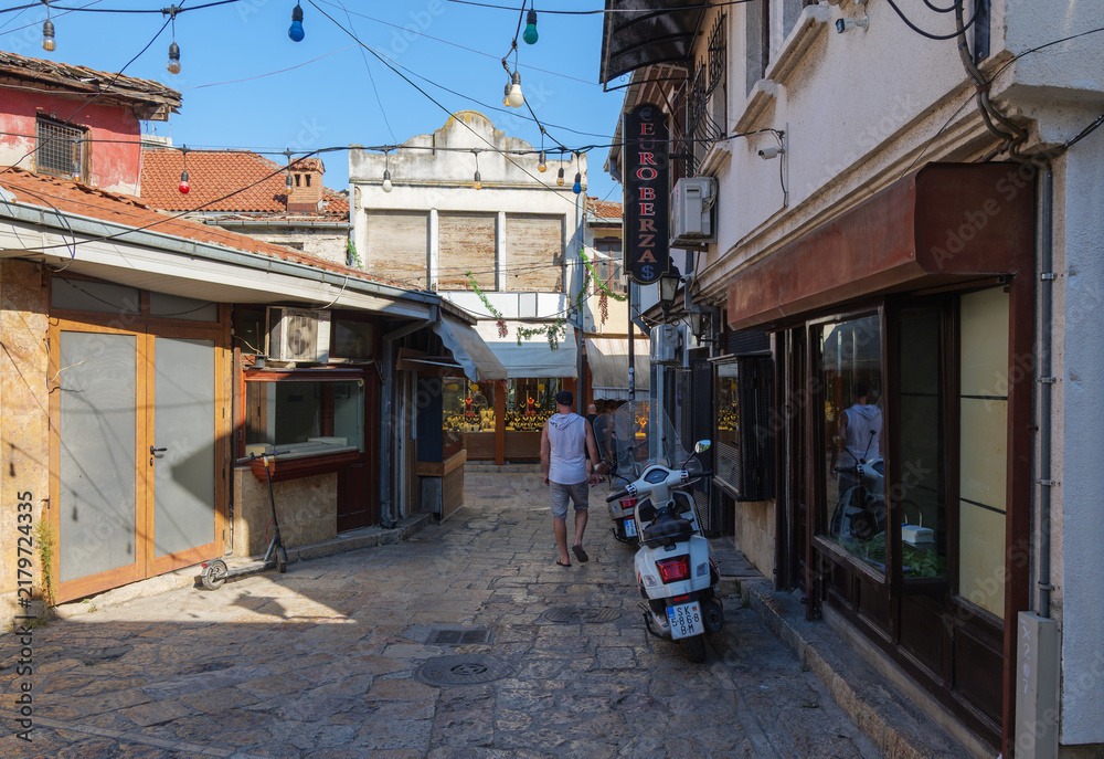 Fototapeta premium Traditional street in the Old Bazaar of Skopje, North Macedonia