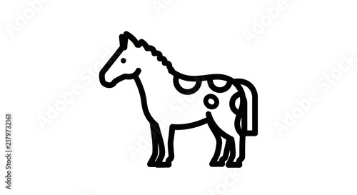 Spotted horse outline icon in minimalist line art
