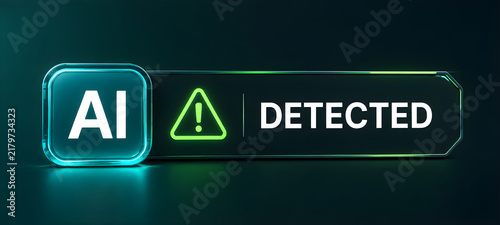 AI Detected Glass Banner Warning Sign Artificial Intelligence Technology Concept
