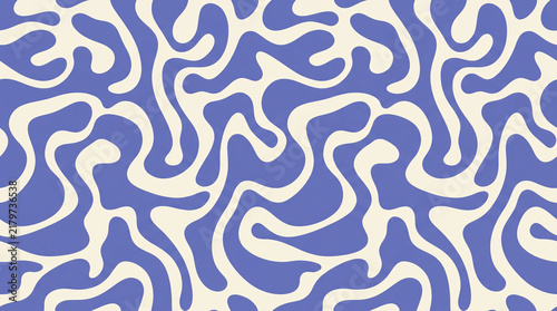 Blue Retro Wavy Seamless Pattern Abstract Liquid Background