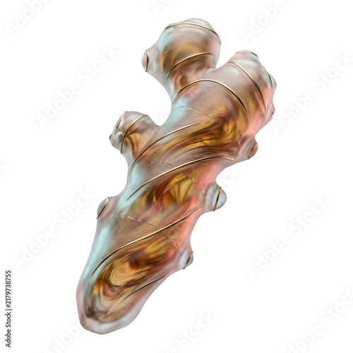 Abstract Futuristic Sculpture 3D Illustration with Gradient Surface isolated on transparent background