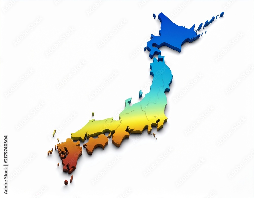 Obraz premium グラデーションの日本地図（ai生成画像）