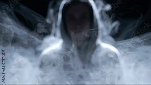 Whispy Fog Background on Solid Black Backdrop with Phantom White Highlights, Moody Silhouette Backdrop