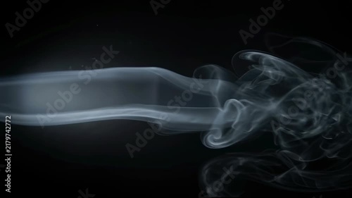 Wispy Gray Fumes Creeping Horizontally on Black Cinematic Backdrop with Cool Steel Gray Fog Tones